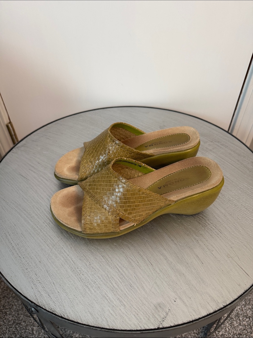 Sonoma Olive Green Woven Slip-On Wedge Sandals